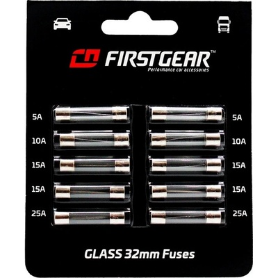 Sada skleněných trubičkových pojistek 6,3 × 32 mm – 5A až 25A