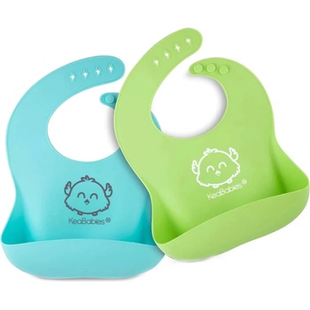 Image 1 of KeaBabies Силиконови лигавници KeaBabies - 2 броя, син/зелен (KB034-001)
