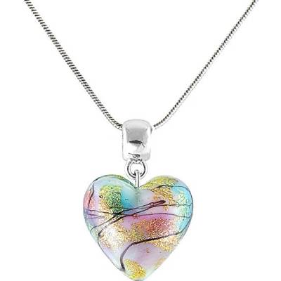 Lampglas Dúhový náhrdelník rainbow fairy s 24-karátovým zlatom v perle NLH28
