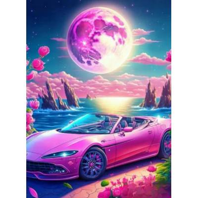 Norimpex - Puzzle Diamant painting: Convertible in a pink paradise 30x40cm - 1 - 39 piese