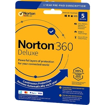 Symantec 360 deluxe 50gb + vpn 5 устройства - 12 месеца