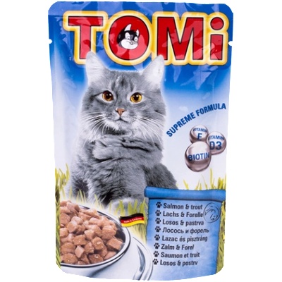TOMI Salmon and Trout вкусен пауч за котка - 0.1кг