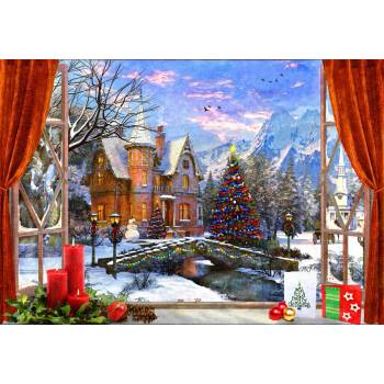 Bluebird Puzzle - Puzzle Davison: Christmas Mountain View - 1 000 piese