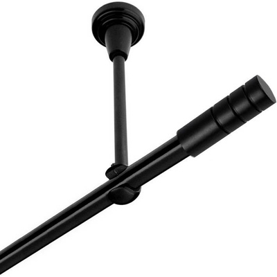 OK-GarnýžeCZ Garnýž kovová jednořadá 19mm Techno černá 280 cm do stropu / na tunýlek - bez kroužků