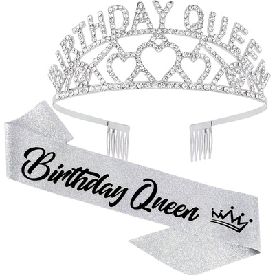 Sada Happy Queen - šerpa a korunka stříbrná (75) – Zboží Dáma