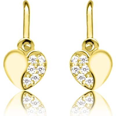 Duppi dětské náušnice s diamantmi zo žltého zlata srdiečka briliant zapínanie brizúra DU 70585D