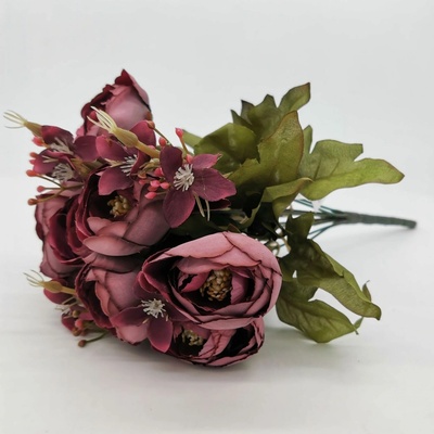 Umělá kytice ranunculus (pryskyřník) v podzimních barvách – 40 cm - pastelová fialová - L0083