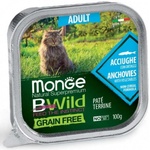 Monge BWILD Grain Free Adult с аншоа и зеленчуци пастет терин без зърнени храни за котки в зряла възраст 100gr