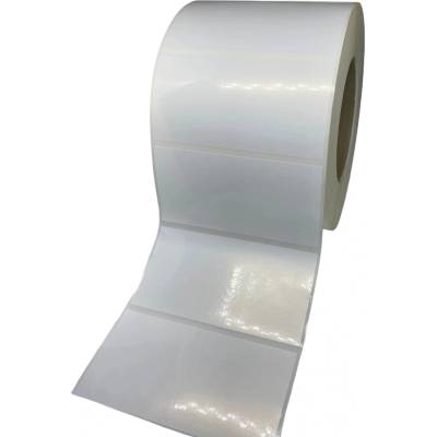 Plastová Etiketa 101 mm x 76 mm, Polypropylén, Biela, Dutinka 25 mm, 700 ks/kotúč, Permanentné lepidlo