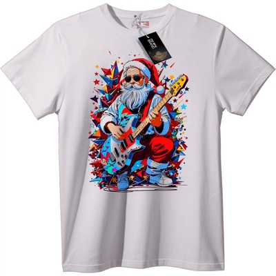 NOONEBRAND Тениска с рок Дядо Коледа и китара - XS, White