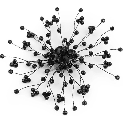 Stoklasa brož se skleněnými broušenými korálky Hand made 5 jet černá