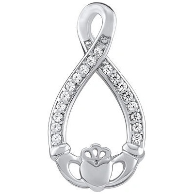 SILVEGO Strieborný prívesok Claddagh s Brilliance zirconia JJJ0244PW