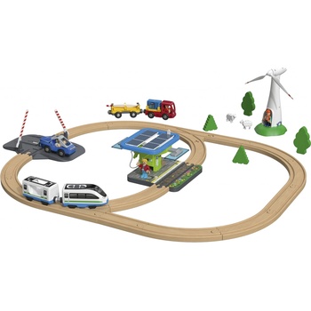 Playtive Dřevěná železnice Staveniště Obnovitelné zdroje energie