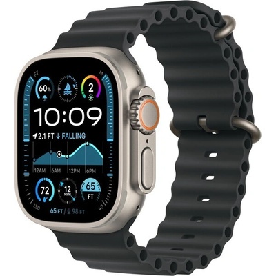 Apple Watch 49mm černý Oceánský řemínek - provedení z přírodního titanu MXTL3ZM/A – Zboží Živě