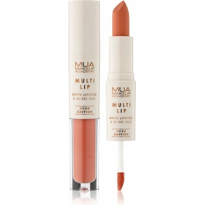 MUA Makeup Academy Multi Lip Nude Edition dlhotrvajúci rúž a lesk na pery duo Balance 3,2 g