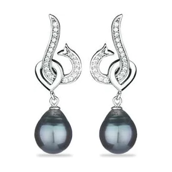 Image 1 of Swan Сребърни обици с естествена перла и циркон RT114ET Swan