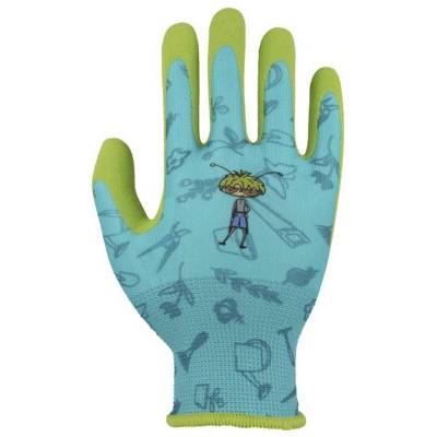 Dětské rukavice Floralie Gardening with kids s potiskem vel. 3 modro-zelené