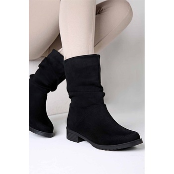 Moda Trend Дамски боти от велур - Черни #316853 (316853_Черно)