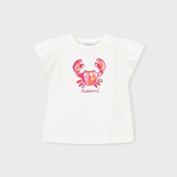 MAYORAL Тениска къс ръкав бяла с раче за мини момиче Mayoral