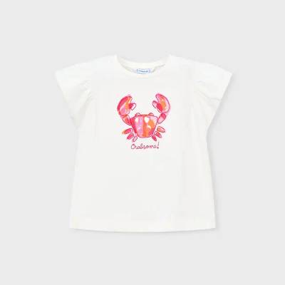 MAYORAL Тениска къс ръкав бяла с раче за мини момиче Mayoral