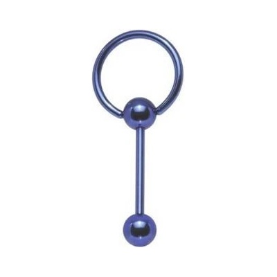 Šperky4U piercing do jazyka s kruhem modrý, tyčka PJ01007-B