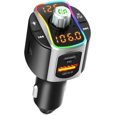 Трансмитер за кола BC67 с Bluetooth, зарядно QC 3.0, USB Type-C, дисплей за волтаж