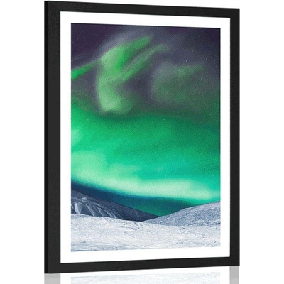 Plakát s paspartou polární záře na obloze - 30x45 no frame