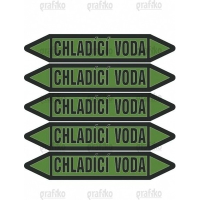 Grafiko | Chladící voda - Materiál Samolepící PVC folie, Rozměr aršík 5ks šipka 350x52mm