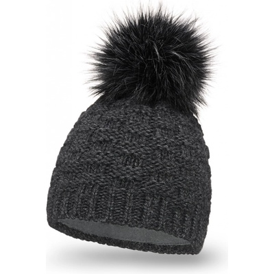 Fashionweek dámská zimní čepice s bambulí + flísová podšívka ZIZI-P16 grafitová