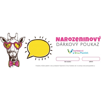 Dárkový poukaz K narozeninám žirafa Hodnota dárkového poukazu: 500