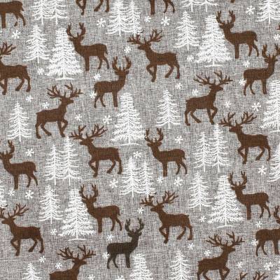 SPRINGOS Vánoční ubrus 186x35 cm Sobi a Stromky šedo-hnědý CA0616-XG