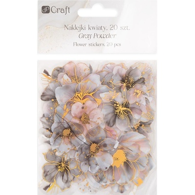 DP Craft Samolepky květiny prachově šedé se zlacením 20ks – Zboží Mobilmania
