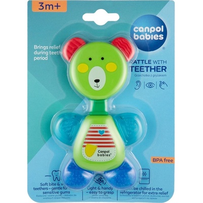 Canpol babies chladiaci s hrkálkou medvedík zelená