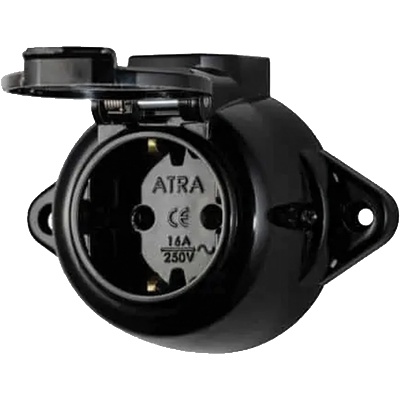 ELMARK Antique КОНТАКТ С КАПАК 16А 250v ip44 ЧЕРЕН (190207)