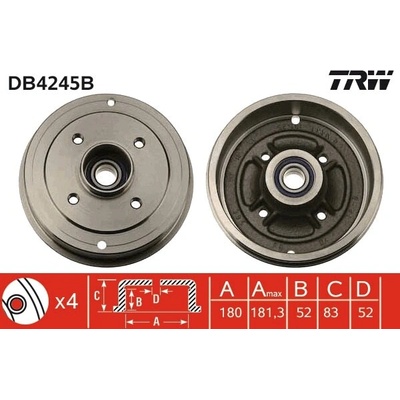 Brzdový bubon TRW DB4245B