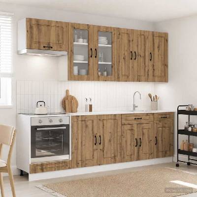 vidaXL Кухненски единица KALMAR 8 pcs Дъб артизан Инженерна дървесина (3438192)