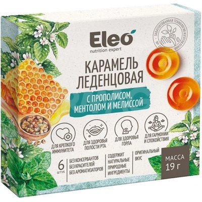 Eleo Cukrový karamel s propolisom, mentolom a extraktom z medovky 19 g
