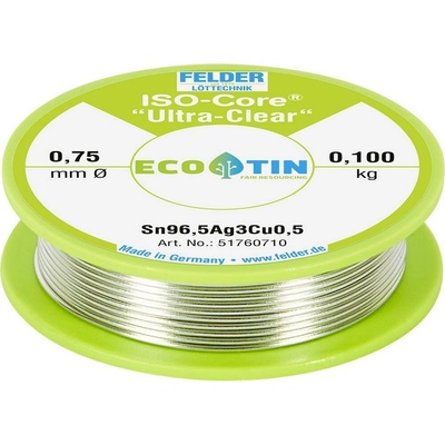 Felder ISO-Core Ultra Clear SAC305 pájecí cín cívka Sn96,5Ag3Cu0,5 0.100 kg 0.75 mm