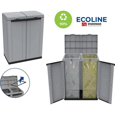 Ecoline Plastová skriňa na triedenie odpadu 2 x 110 litrov