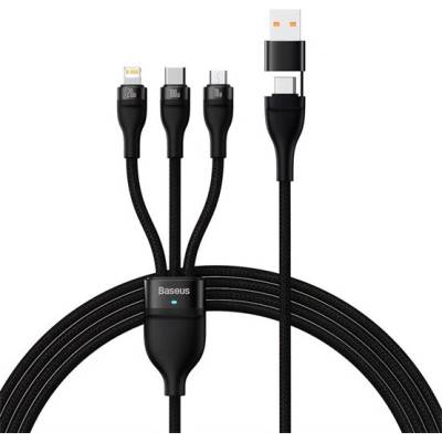 Baseus CASS030101 FLASH SERIES II 3 v 1 Type-C/USB – Type-C/Lightning/microUSB 120cm černý