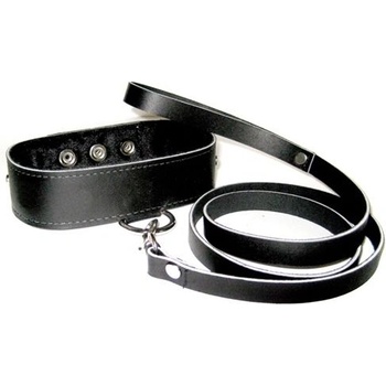 X Fun Кожен колар с каишка "collar black
