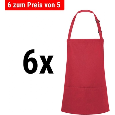 G.Gastro 6 ks Karlowsky Zástěra s laclem Basic malinová D9785576