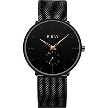 B Ray Мъжки часовник B Ray Mesh, Кварцов, Неръждаема стомана, Черен/Бежов (B-RAY-9002-BEIGE)