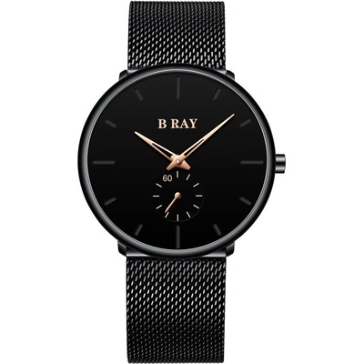 B Ray Мъжки часовник B Ray Mesh, Кварцов, Неръждаема стомана, Черен/Бежов (B-RAY-9002-BEIGE)