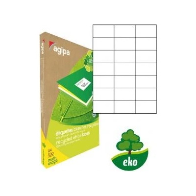 Etikety univerzálne recyklované 70x42,4mm Agipa A4 100 hárkov