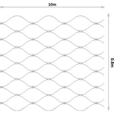 Lanková sieť, 0,8 x 10 m, oko 50 x 50 mm, ø 2 mm, AISI 316