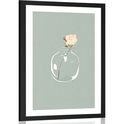 Plakát s paspartou květ ve váze v jednoduchém stylu - 60x90 white