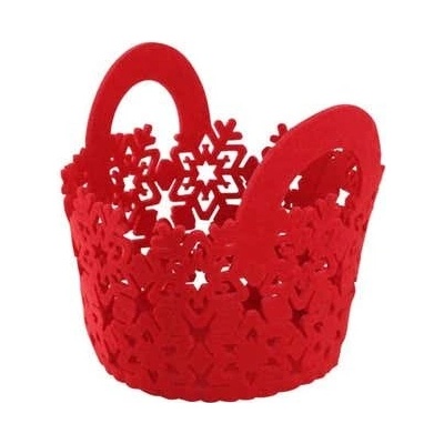 Toro Košík vánoční kulatý 15x15x14cm plstěný červený 1ks