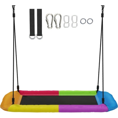 AIYAPLAY Houpačka hnízdo, výškově nastavitelná, závěsná houpačka do 300 kg s nastavitelnými lany, pro 3-8 let, 148x77x180 cm, vícebarevná