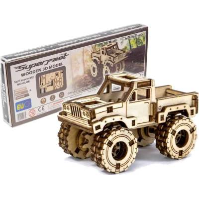 Wooden City 3D dřevěné puzzle Monster truck 66 ks